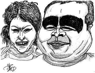 【２人組】＜Yojiのグロテスクな似顔絵＞2012年年