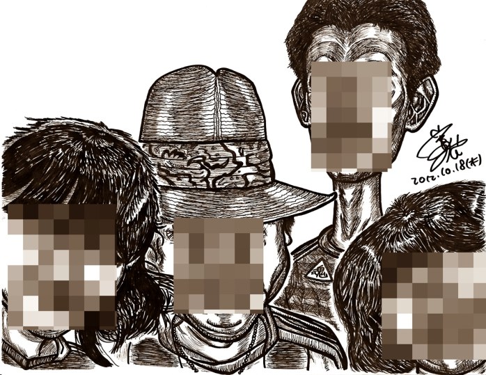 (セピア)顔モザイク☆画・4人2012年11月3日(土)